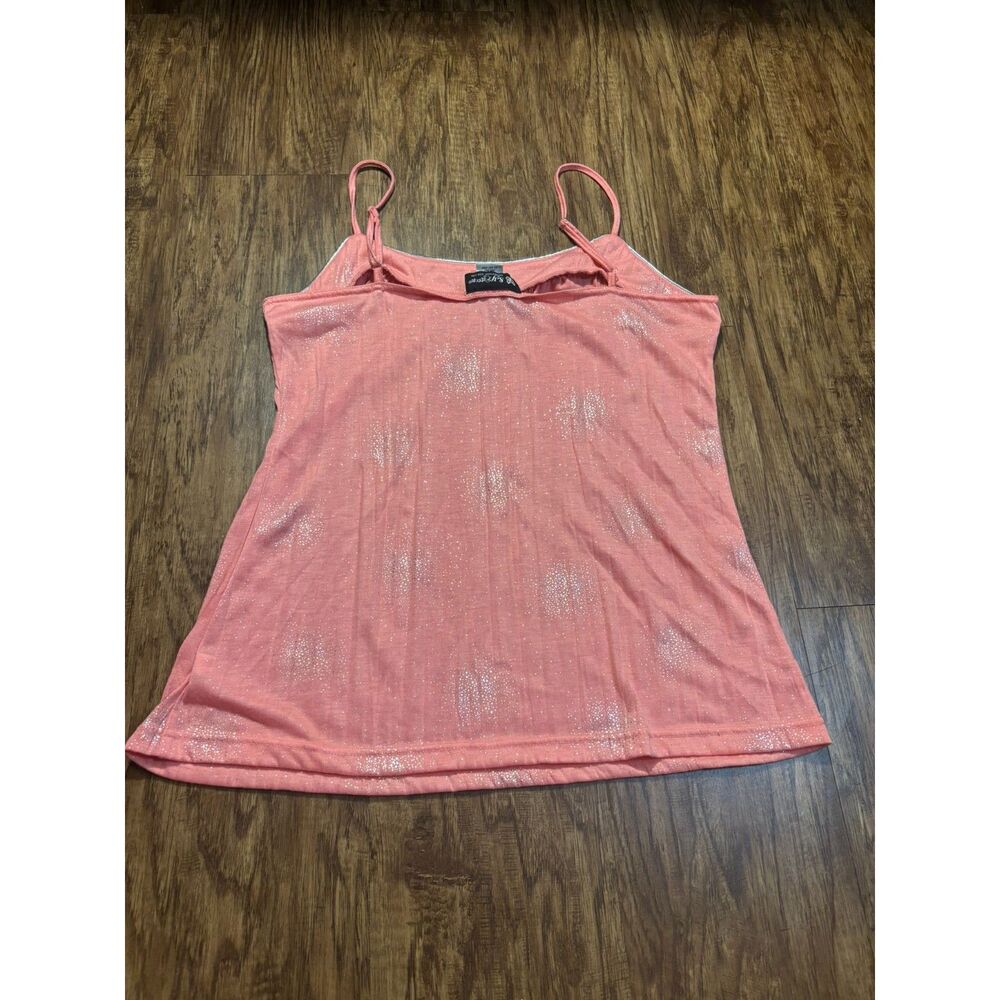 Y2K pink romantic feminine cami self esteem sz m* sheer tank coral silver design - Picture 6 of 7